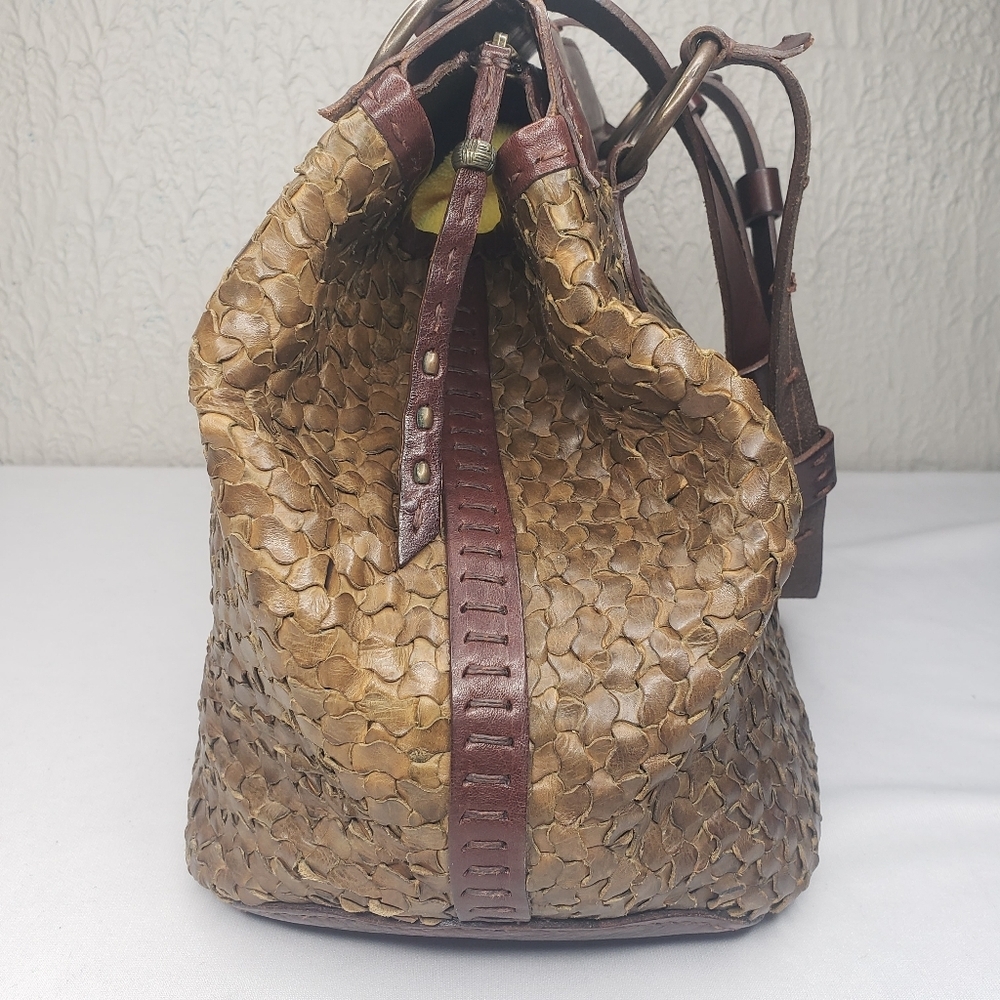 Henry Beguelin Woven Brown Leather Shoulder Bag Made in Italy - Picture 12 of 16